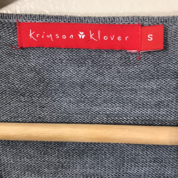 EUC Krimson Klover Wool Gray V-Neck Ribbed Sweater - Picture 3 of 5